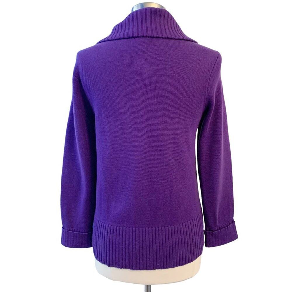 CHICO'S purple knit cotton collared cardigan sweater Size 1 Medium - Picture 2 of 9